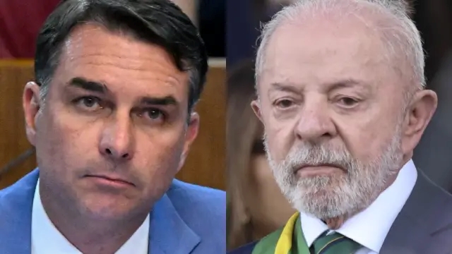 Atual presidente do Brasil, Lula, e seu concorrente para a presidência do país, Flávio Bolsonaro. Foto: Reprodução Foto: Carlos Moura/Agência Senado/Mateus Bonomi/Anadolu/Getty Images