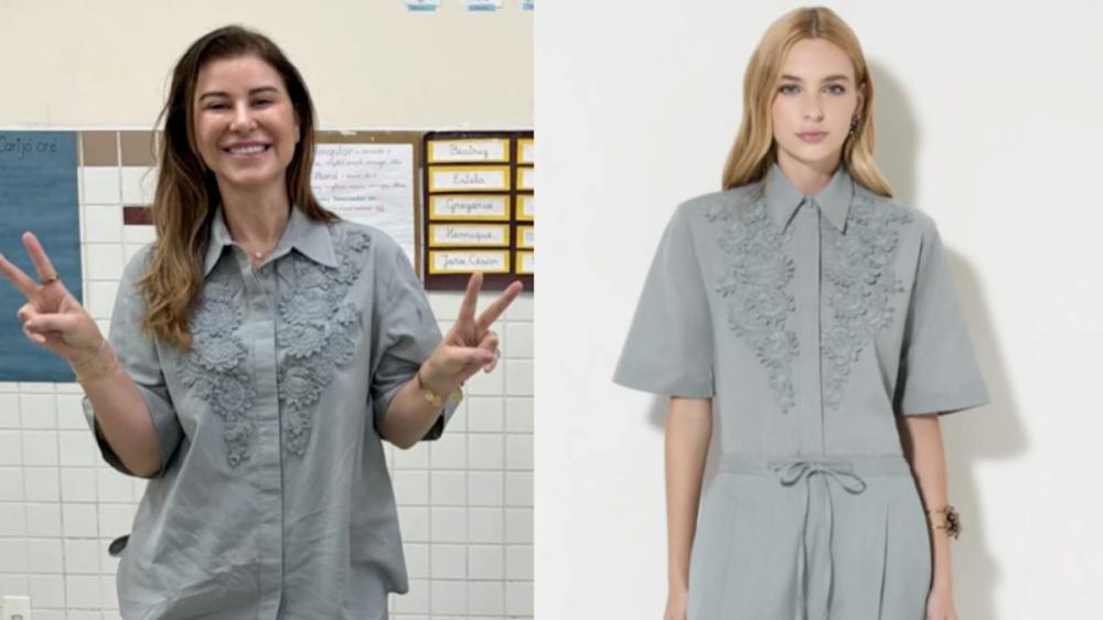 Fernanda Bolsonaro acompanha votação ao lado do marido usando conjunto da marca Bo.Bô - Foto: Divulgação
